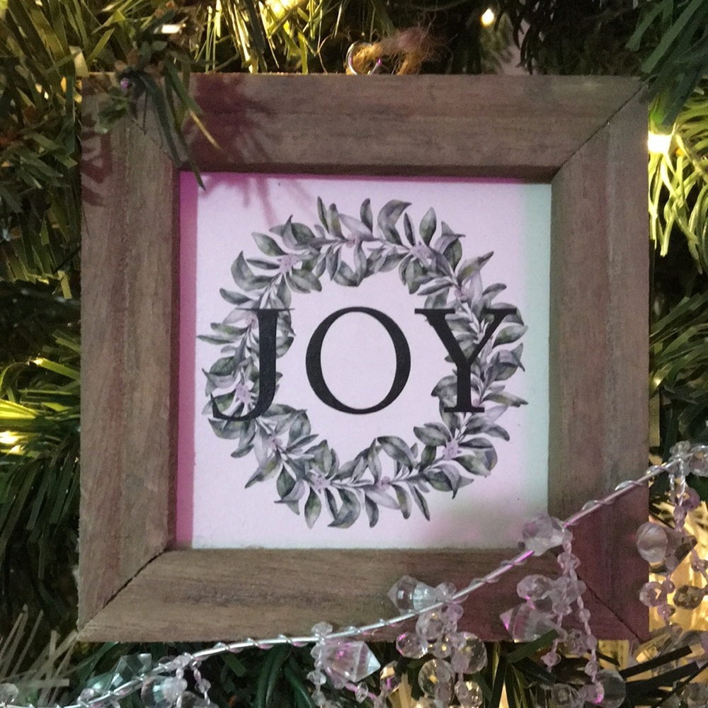 Joy Holiday Framed Wall Art - Brown and Green